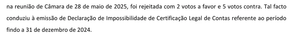 Recorte da linha impressa, página 2 de Certificação Legal das Contas